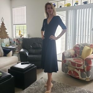 LAUREN Ralph Lauren navy polka dot dress